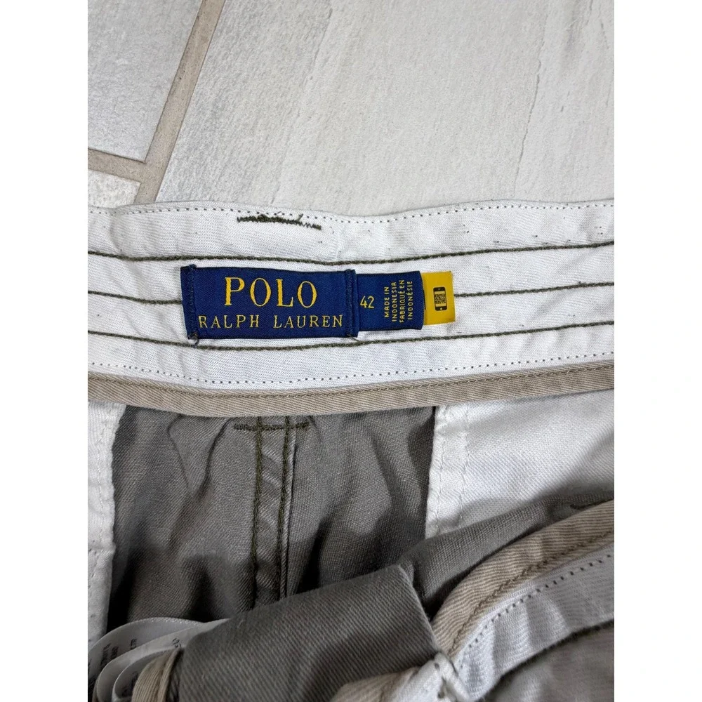 Polo Ralph Lauren Mens Olive Green Cotton Twill Cargo Shorts Size 42 Relaxed Fit